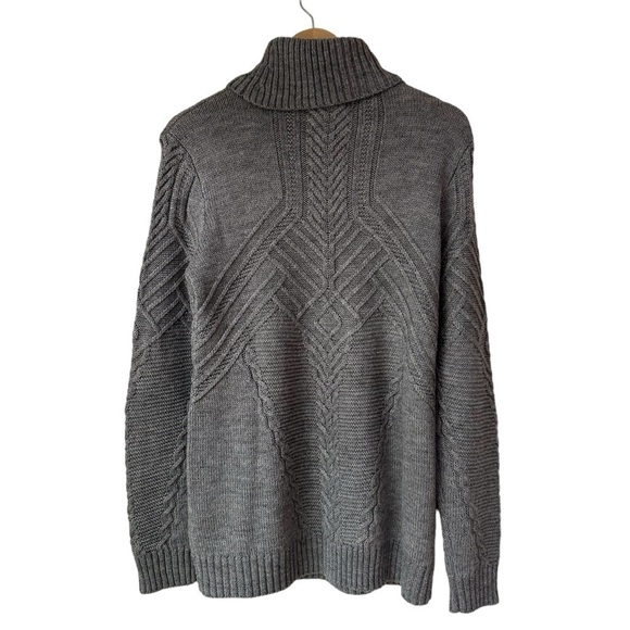 Orvis Gray Cableknit Wool Blend Turtleneck Long Sleeve Sweater, Medium - Picture 4 of 8